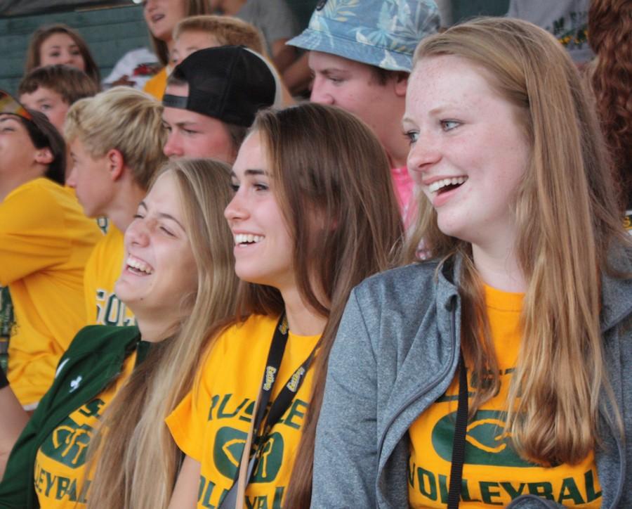 Volleyball player Katia Michelotti, a senior, joins her friends at the Voyagers game Aug. 19.