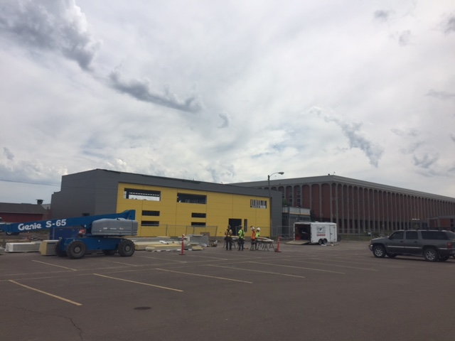 Construction continues on the STEM addition at C. M. Russell High School on July 1.