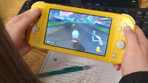 Student plays Mario Kart.
