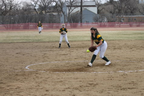 Pitcher Abigail Fatz, a sophomore, spends time on the pitchers mound during a JV game on March 31.