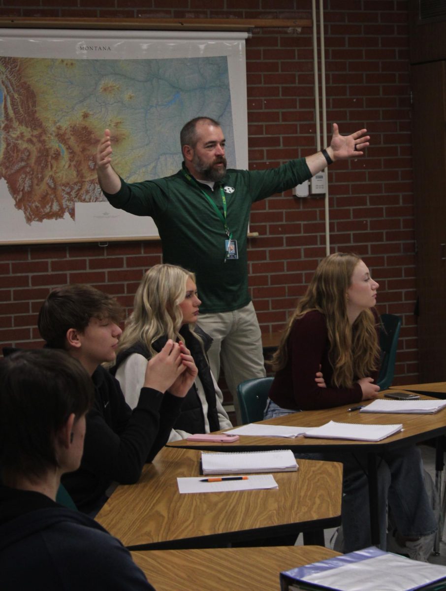 Teacher Burke Allen's first period U.S. History class sits for a lecture about The Progressive Era on Jan. 8.