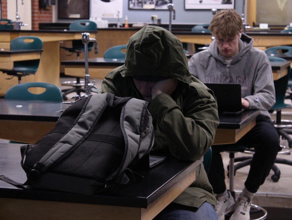 A student sits at his desk browsing his work in Cramer Cauoette’s first period Geology class on Jan. 8.