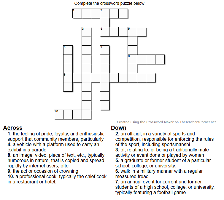 Homecoming Crossword